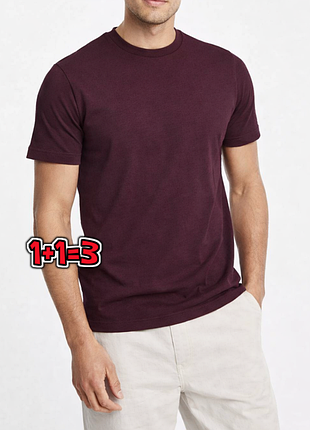 🎁1+1=3 фирменная мужская футболка бордо хлопок topman, размер 44 - 46