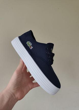 Тканые кеды на платформе lacoste мокасины слипоны кроссовки темно-синие женские