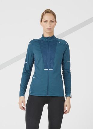 Жіноча кофта лонгслів для бігу kiprun women's running breathable jacket - turquoise