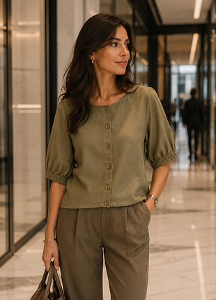 Топ marks &amp; spencer collection 🌿 лен | размер 12–14 | цвет: оливка | идеальное состояние недорого!
