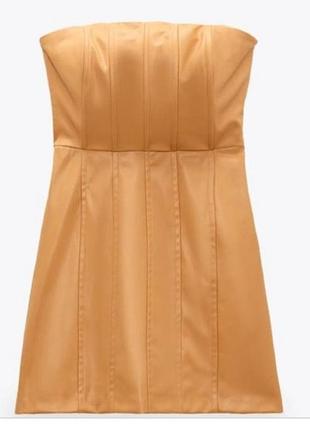 Корсетна гірчична сукня zara s
