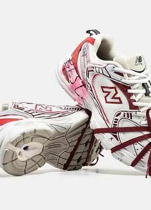 Кроссовки new balance 530 white red custom