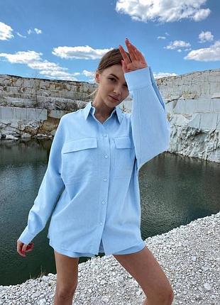 Костюм двойка (рубашка в стиле oversize+шорты на резинке)