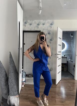 Синій костюм з жилеткою і брюками
