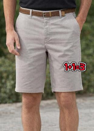 🎁1+1=3** фирменные серые мужские коттоновые прямые шорты чинос denim co, размер 44 - 46