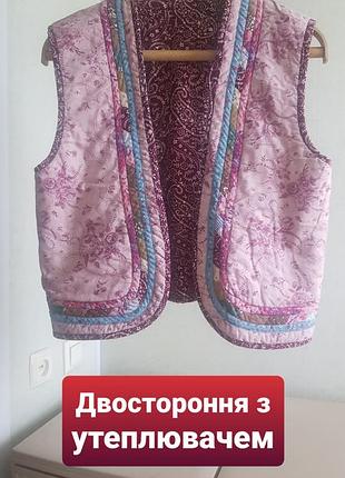 Двухсторонняя жилетка с утеплителем печворк handmade