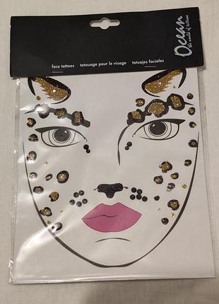 Блестящие наклейки для лица (face art stickers), від  бренду ocean,   предназначенные для создания карнавального или праздничного макіяжу.