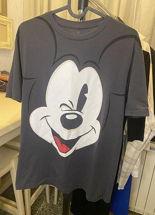 Темно-сіра футболка disneyland paris (s/36), оригінал з міккі маусом, 100% бавовна