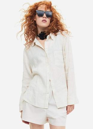 H&m жіноча сорочка, лляна сорочка, жіноча лляна сорочка, блузка блуза 100%льон бренд h&m, р.l