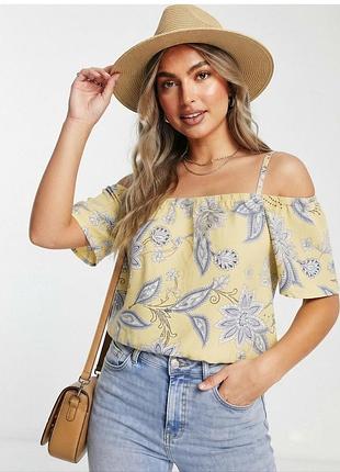 Желтая блуза с открытыми плечами dorothy perkins uk 14