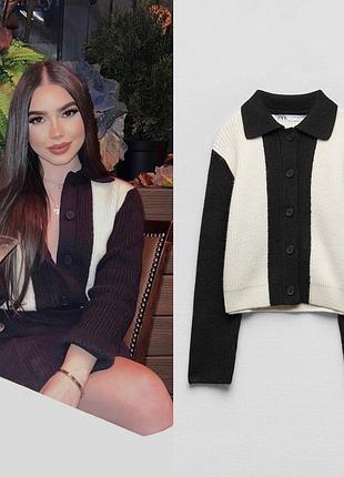 Светр на гудзиках з коміром поло zara