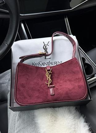 Сумка  le 5 a 7 saint shoulder laurent bag dark red wine