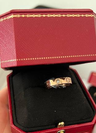 Кольцо картье  love diamond ring 18k pink gold classic