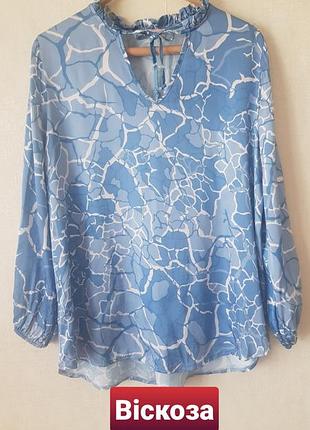 Шовковиста блакитна блуза віскоза velvet  rose xl італійська італія