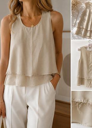 Топ без рукавів | блуза без рукавів бежева | майка oversize l