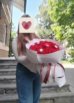 Шикарний букет з атласної стрічки + рафаелки