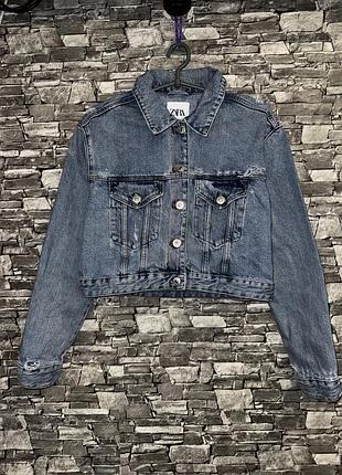 Джинсовая куртка zara, укорочена джинсова куртка, короткая джинсовая куртка, укороченная джинсовка, джинсовая курточка, жіноча джинсова куртка