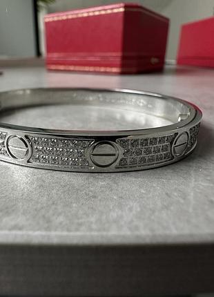 Браслет картье  love 3 diamond 18k white gold bracelet