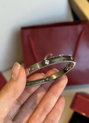 Браслет картье love 4 diamond 18k white gold bracelet 16