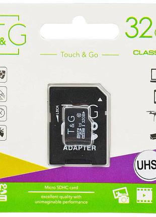 Карта пам'яті t&g (uhs-1) microsdhc class 10 - 32gb (з адаптером)