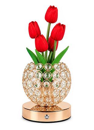 Настольная лампа led светильник lesko tulips crystal sjp0723002 red ночник в виде букета тюльпанов 5шт
