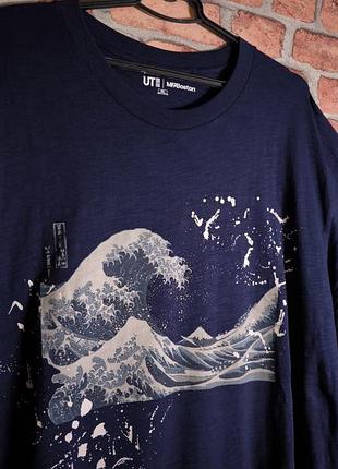 Футболка uniqlo в японском стиле blue hokusai wave japan
