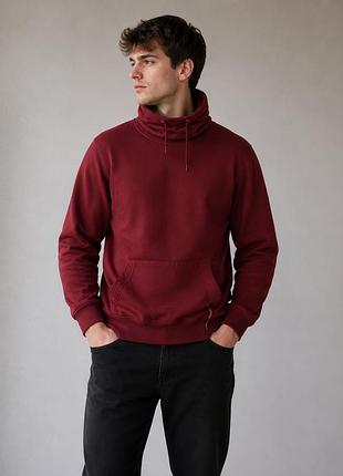 Тепле худі motor jeans бордове на флісі високий комір m/l
