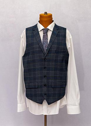 Костюмная жилетка в клетку slim (приталенного кроя) ✂️s&amp;h, sawyers &amp; hendricks, london, made in bangladesh 📍размер 44r (детали в описании)