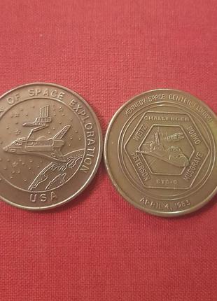 Монета-медаль «місія No1 шатла "челенджер"» (38.5 мм, бронза) sts-6 (april 1983):перовий політ