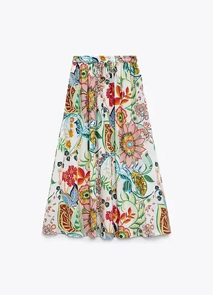 Крутая юбка в цветы с карманами,l-xl