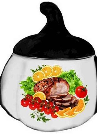 Горщик для випікання 750мл гарбуз з ручками мясний натюрморт тм farglass