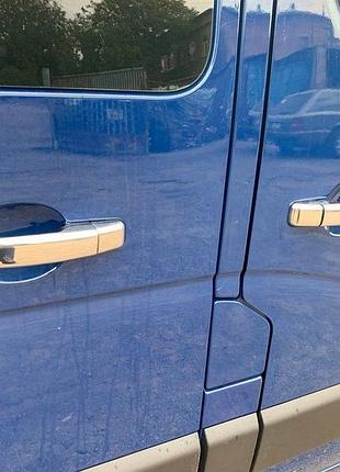 Хромированные накладки на ручки (4 шт) 1 отверстие, carmos - турецкая сталь для opel vivaro 2015-2019 гг
