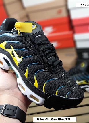Nike air max plus tn черные с синим и желтым