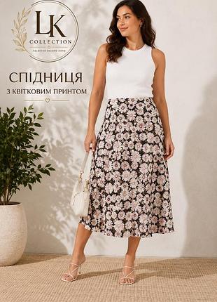 Спідниця new look міді з ромашками | 100% віскоза | uk 14 / eur 42