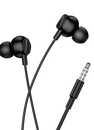 Наушники проводные hoco m117 вакуумные 3.5 мм aux с микрофоном 1.2 м black (26814)