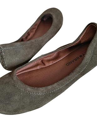 Кожаные замшевые балетки lucky brand elysia оригинал р. 36.5 (23.5 см) хаки / олива