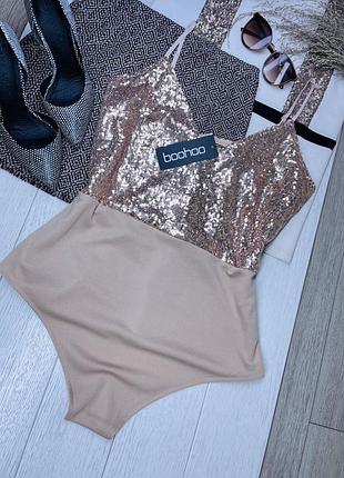 Нове боді boohoo xxl 3xl блискуче вечірнє боді в паєтках боді великого розміру батал
