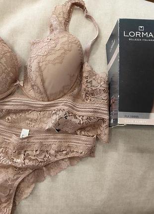 Новый кружевной комплект белья lormar flirty 75b / m (бралетт и трусики)