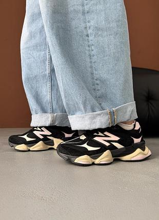 😍 кросівки жіночі new balance 9060 black/pink logo