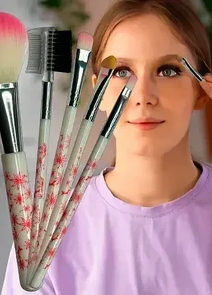 Набір макіяжних пензлів 5в1 grace cosmetic brush