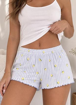 Шорти домашні піжамні primark cares жіночі m/l у смужку з лимончиками