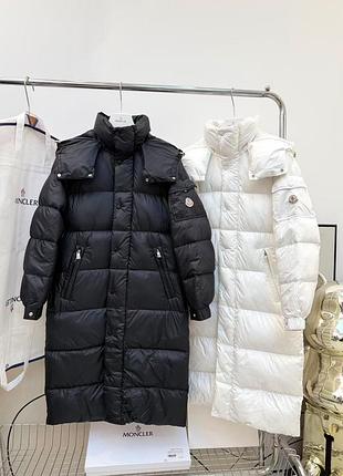 Акція ! знижка! пуховик довгий moncler чорний білий під замовлення