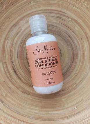 Кондиціонер sheamoisture, coconut and hibiscus curl & shine, 95 мл