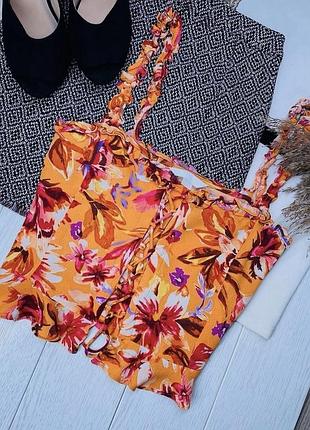 Літній топ h&m xs яскравий топ помаранчевий короткий топ з шнурівкою