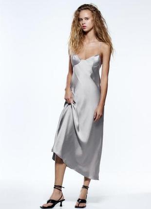 Сукня міді сатинова zara