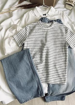 Свободная текстурная футболка в полоску zara