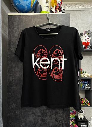 Черная футболка kent с черепами, футболка с черепами, футболка з черепом, футболка