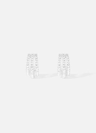 Сережки жіночі apm monaco promesse 3 rings mini earrings білі три кільця