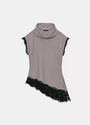 Блуза асиметрична  з мереживом zara