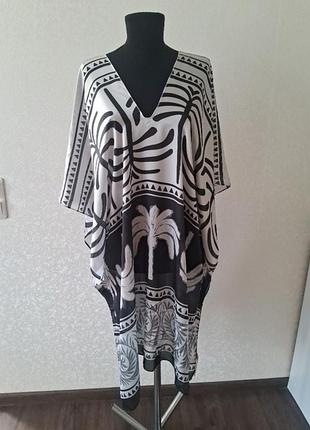 Пляжна/ домашня вільна туніка- кімоно, р. 48-50-52(l- xxl)/ шовк + віскоза